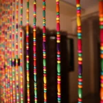 Wooden Beads Curtain , Multicolored Beaded Curtain
