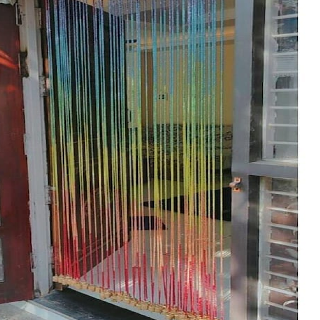 Frame-158.png 7 Chakras colors beaded curtain , Glass beads curtain with bells - Image 1