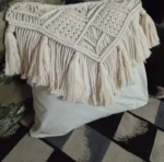 Set of 2 Tassel macrame cover , Boho Throw pillow